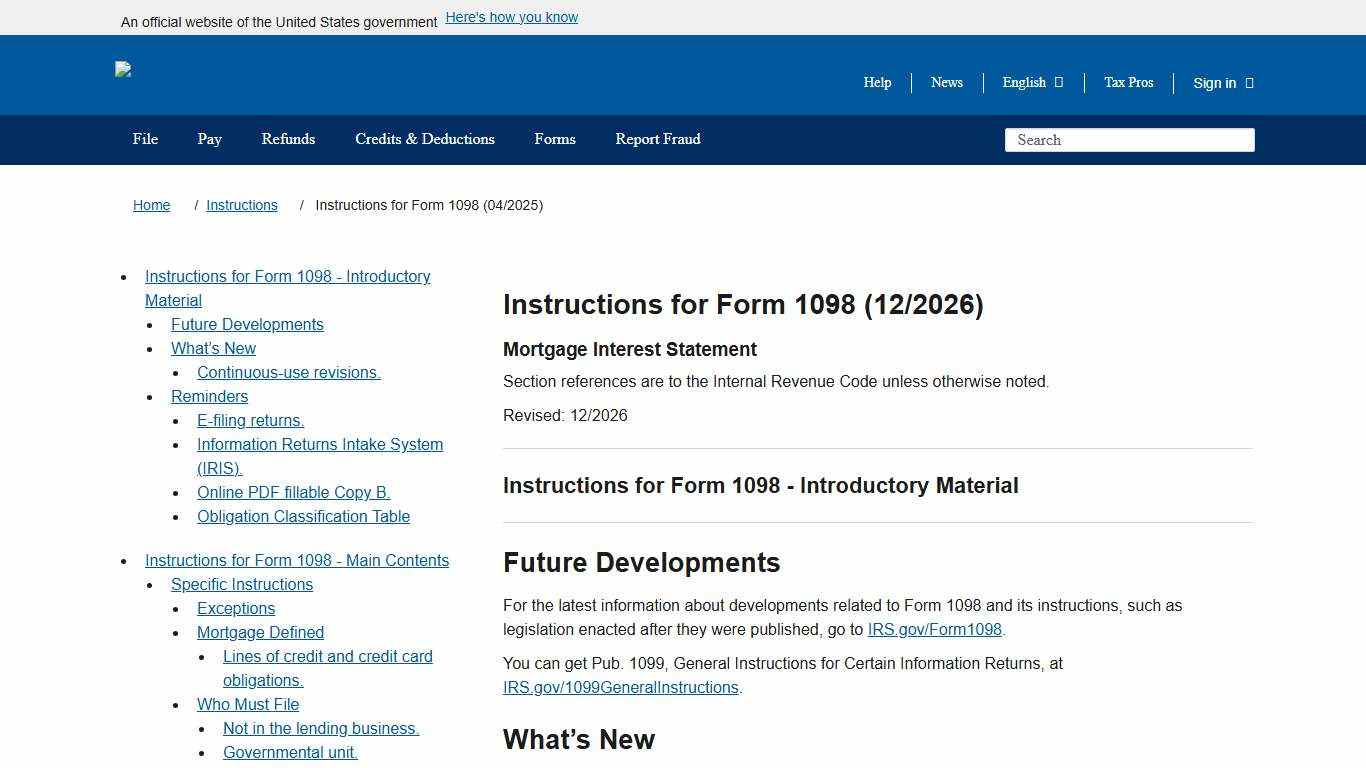 Instructions for Form 1098 (12/2026) Internal Revenue Service